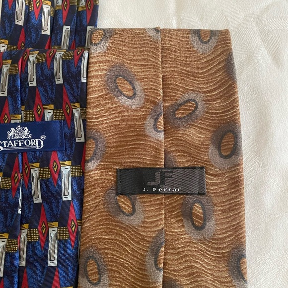 Stylish Men's 3 Silk Tie Set - Blue, Multicolor, Brown #1 - Picture 3 of 9